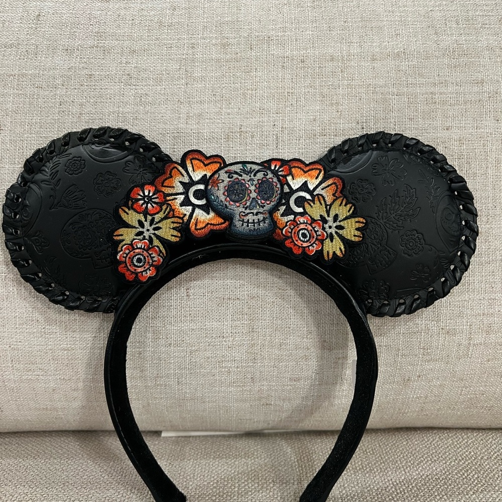 Coco Themed Mickey Ears with Floral Skull